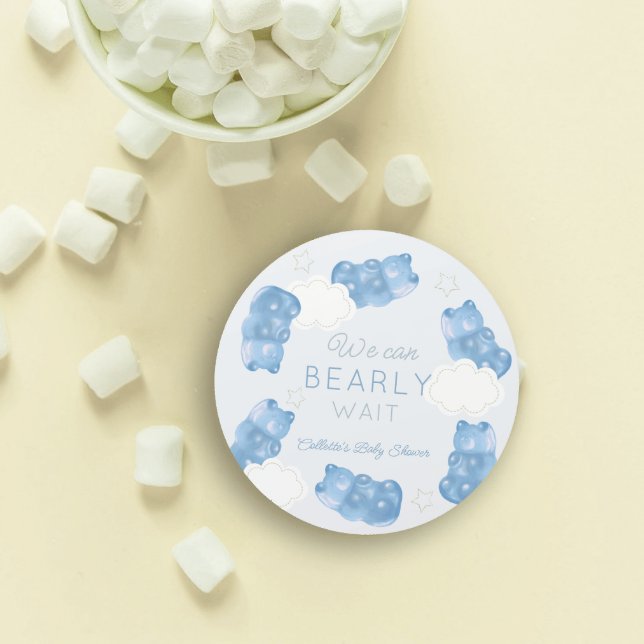 Adesivo Redondo Chá de fraldas do Urso Azul de Espera Azul (Criador carregado)