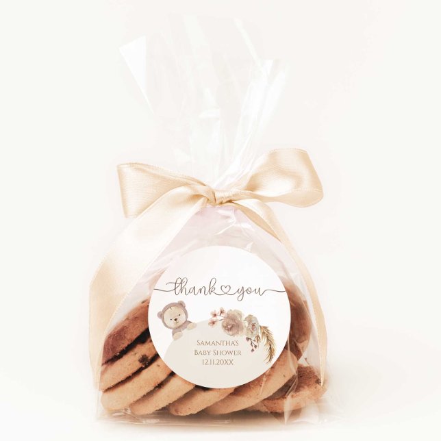 Adesivo Redondo Chá de fraldas Do Urso De Água, Teddy, Obrigado (Criador carregado)