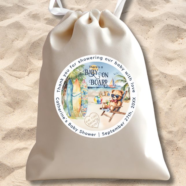 Adesivo Redondo Chá de fraldas Do Urso De Conselho (Criador carregado)