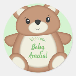 Adesivo Redondo Chá de fraldas do Urso de Teddy