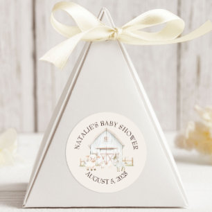 Adesivo Redondo Chá de fraldas dos Amigos dos Prados dos Animais d