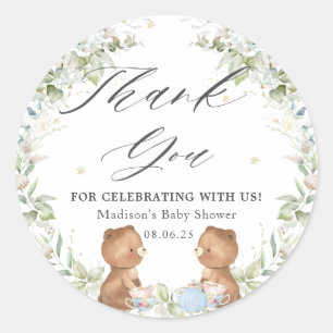 Adesivo Redondo Chá de fraldas dos Gêmeos do Alto Tea Party