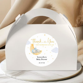 Adesivo Redondo Chá de fraldas Dourado de Moon Star com Elefante d