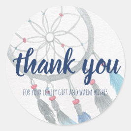 Adesivo Redondo Chá de fraldas Dreamcatcher Boho Muito Obrigado