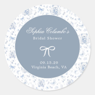 Adesivo Redondo Chá de fraldas Dusty Blue Chinoiserie