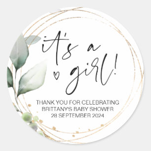 Adesivo Redondo Chá de fraldas É uma garota mãe para ser a favor d