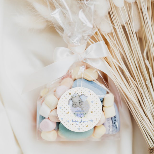 Adesivo Redondo Chá de fraldas Elefante Azul (Criador carregado)