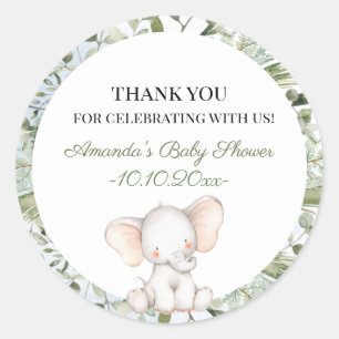 Adesivo Redondo Chá de fraldas Elefante de Círculo Verde