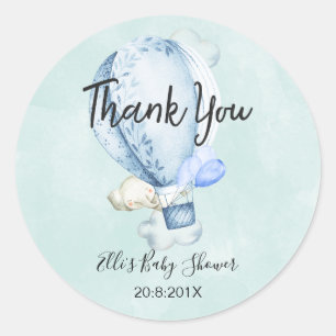 Adesivo Redondo Chá de fraldas Elefante Para Cima E Para Fora