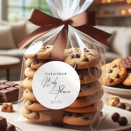 Adesivo Redondo Chá de fraldas Elegante Preto para Caligrafia