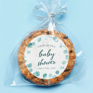 Adesivo Redondo Chá de fraldas Eucalipto e Marble