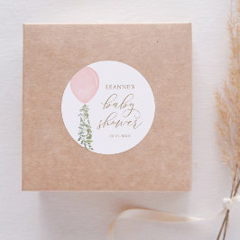 Adesivo Redondo Chá de fraldas Eucalyptus - Balão Rosa