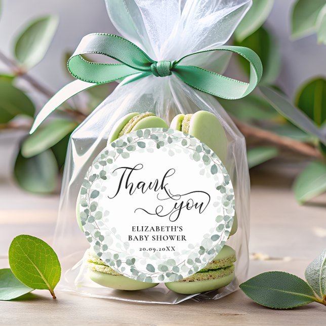 Adesivo Redondo Chá de fraldas Eucalyptus verde (Criador carregado)