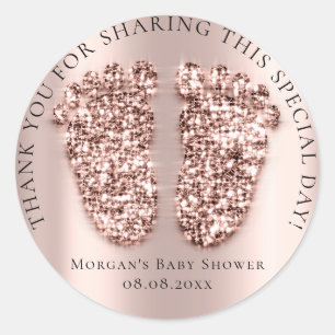 Adesivo Redondo Chá de fraldas Favorito Obrigado Garota Glitter R