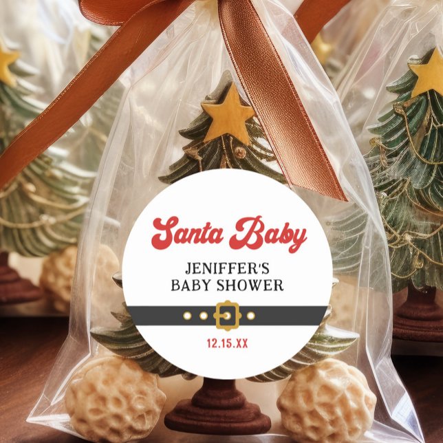 Adesivo Redondo Chá de fraldas Feriado de Bebê Papais noeis Fresco (Criador carregado)