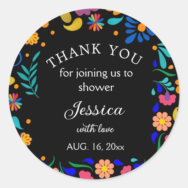 Adesivo Redondo Chá de fraldas Fiesta - Vinheta do Partido Mexican (Frente)