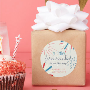 Adesivo Redondo Chá de fraldas Firecracker 4 de julho do Fireworks