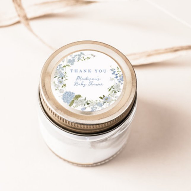 Adesivo Redondo Chá de fraldas Floral Azul Delicado (Criador carregado)