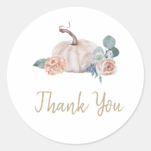Adesivo Redondo Chá de fraldas floral de abóbora-aquarela creme
