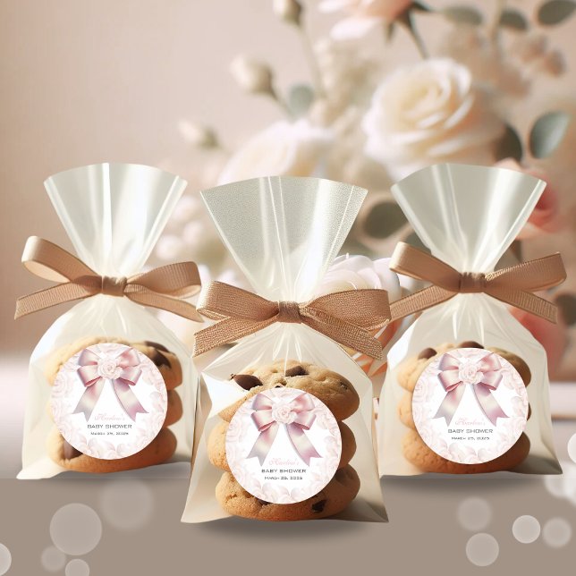 Adesivo Redondo Chá de fraldas floral de Arco rosa (Criador carregado)