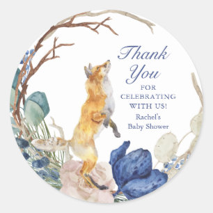 Adesivo Redondo Chá de fraldas Floral de Cobra Woodland Fox Water