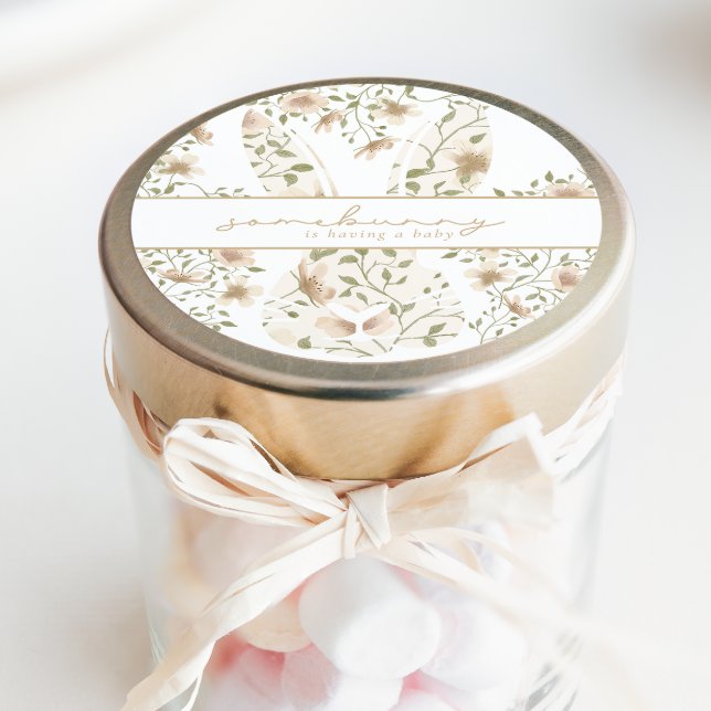 Adesivo Redondo Chá de fraldas Floral de Primavera Asbunny (Criador carregado)