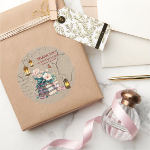 Adesivo Redondo Chá de fraldas Floral do Vintage Storybook