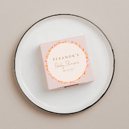 Adesivo Redondo Chá de fraldas Floral Laranja Cor-de-Rosa-Boho Per