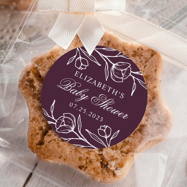 Adesivo Redondo Chá de fraldas Floral Puro Escrito (Criador carregado)