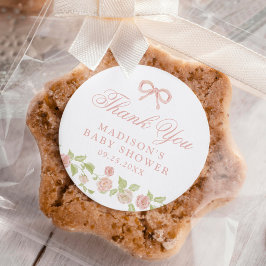 Adesivo Redondo Chá de fraldas Floral Rosa Encantado Elegante