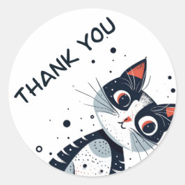 Adesivo Redondo Chá de fraldas Gato Gato Gato Bonito Obrigado