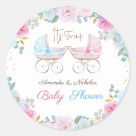 Adesivo Redondo Chá de fraldas Gêmeos