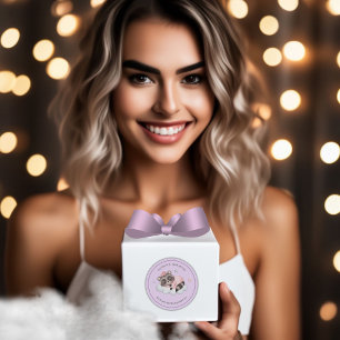 Adesivo Redondo Chá de fraldas Gentcoon Lilac Obrigado