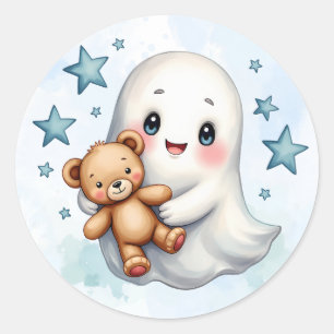 Adesivo Redondo Chá de fraldas Ghost Galloween Themed Boys