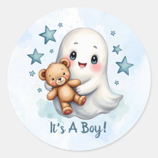 Adesivo Redondo Chá de fraldas Ghost Galloween Themed Boys