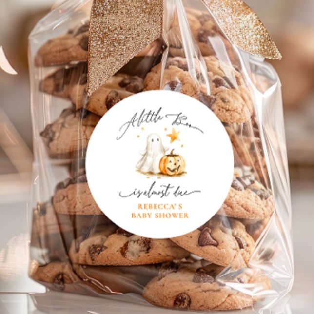 Adesivo Redondo Chá de fraldas Ghost Pumpkin Boo Halloween (Criador carregado)