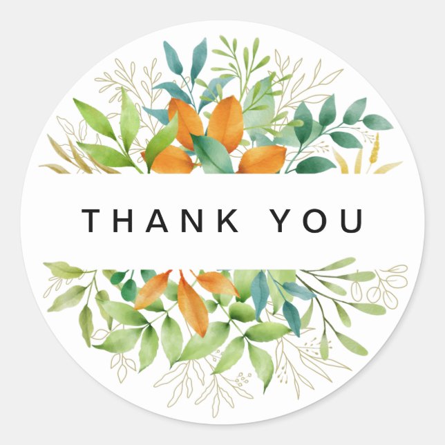 Adesivo Redondo Chá de fraldas Greenerage de Folhagem de Queda Obr (Frente)