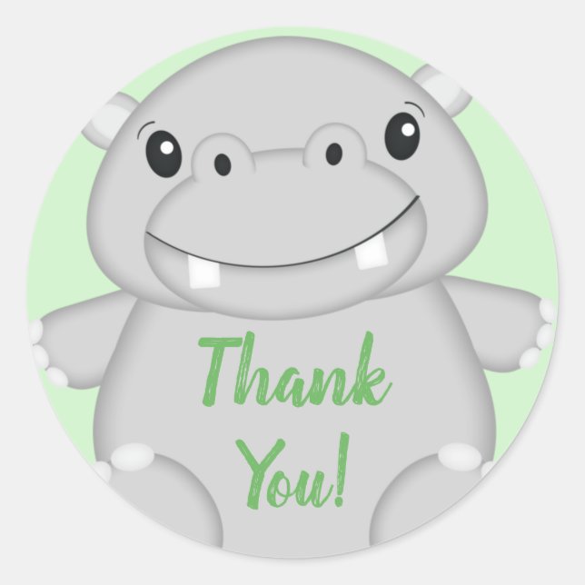 Adesivo Redondo Chá de fraldas Hippo (Frente)