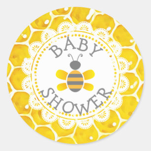 Adesivo Redondo Chá de fraldas Honeybee Themed Honeycomb Stickers