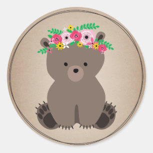 Adesivo Redondo Chá de fraldas inspirado Cardstock do urso de Boh