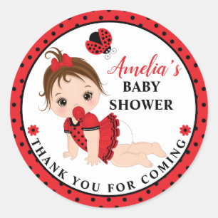 Adesivo Redondo Chá de fraldas Ladybug Classic Round Sticker