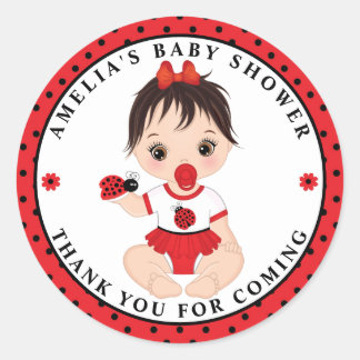 Adesivo Redondo Chá de fraldas Ladybug Classic Round Sticker