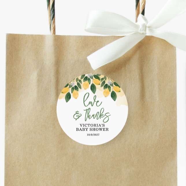 Adesivo Redondo Chá de fraldas Lemon Obrigado (Criador carregado)