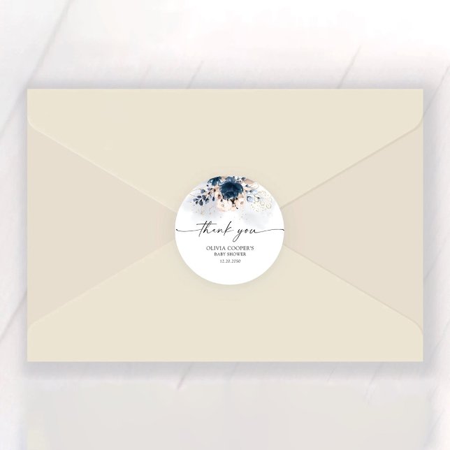 Adesivo Redondo Chá de fraldas marinho azul e Rosa empoeirado (Criador carregado)