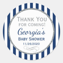 Chá de fraldas marinho Azul Prateado Obrigado Marc