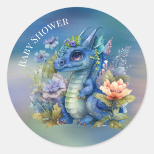 Adesivo Redondo Chá de fraldas marinho Blue Dragon Boy