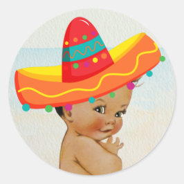 Adesivo Redondo Chá de fraldas mexicano com Vintage Baby