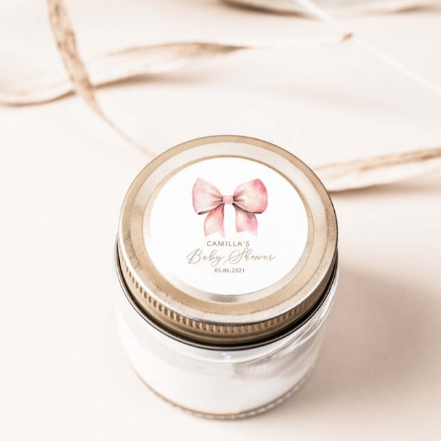 Adesivo Redondo Chá de fraldas Mínimo de Arco Rosa (Criador carregado)