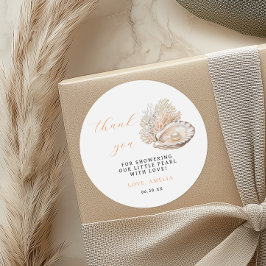 Adesivo Redondo Chá de fraldas Mínimo De Pérolas Obrigado Vinheta