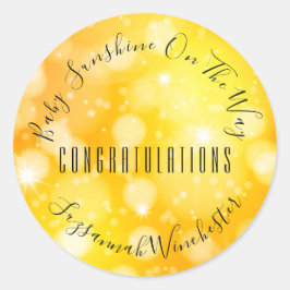 Adesivo Redondo Chá de fraldas Modelo Neutro de Gênero Laranja Ama